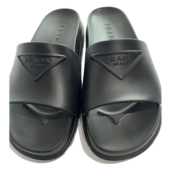 Prada Rubber Slides in Black - Picture 4 of 9